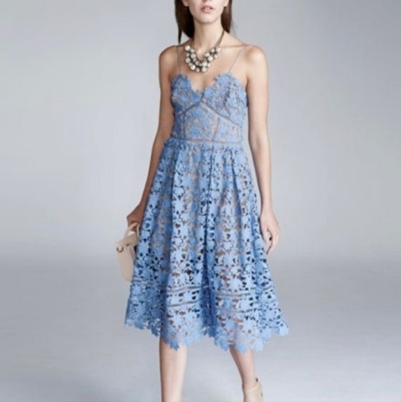 Self-Portrait Azalea Lace Dress in Baby Blue Size 0 - Picture 1 of 13